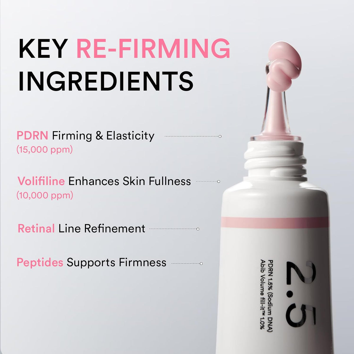 PDRN Volume Fill-It Booster Cream - Anti-Aging Facial Plumping with 15,000 Ppm Peptides & Retinal for Forehead, Smile Lines & Neck Wrinkles - 1.01 Fl Oz