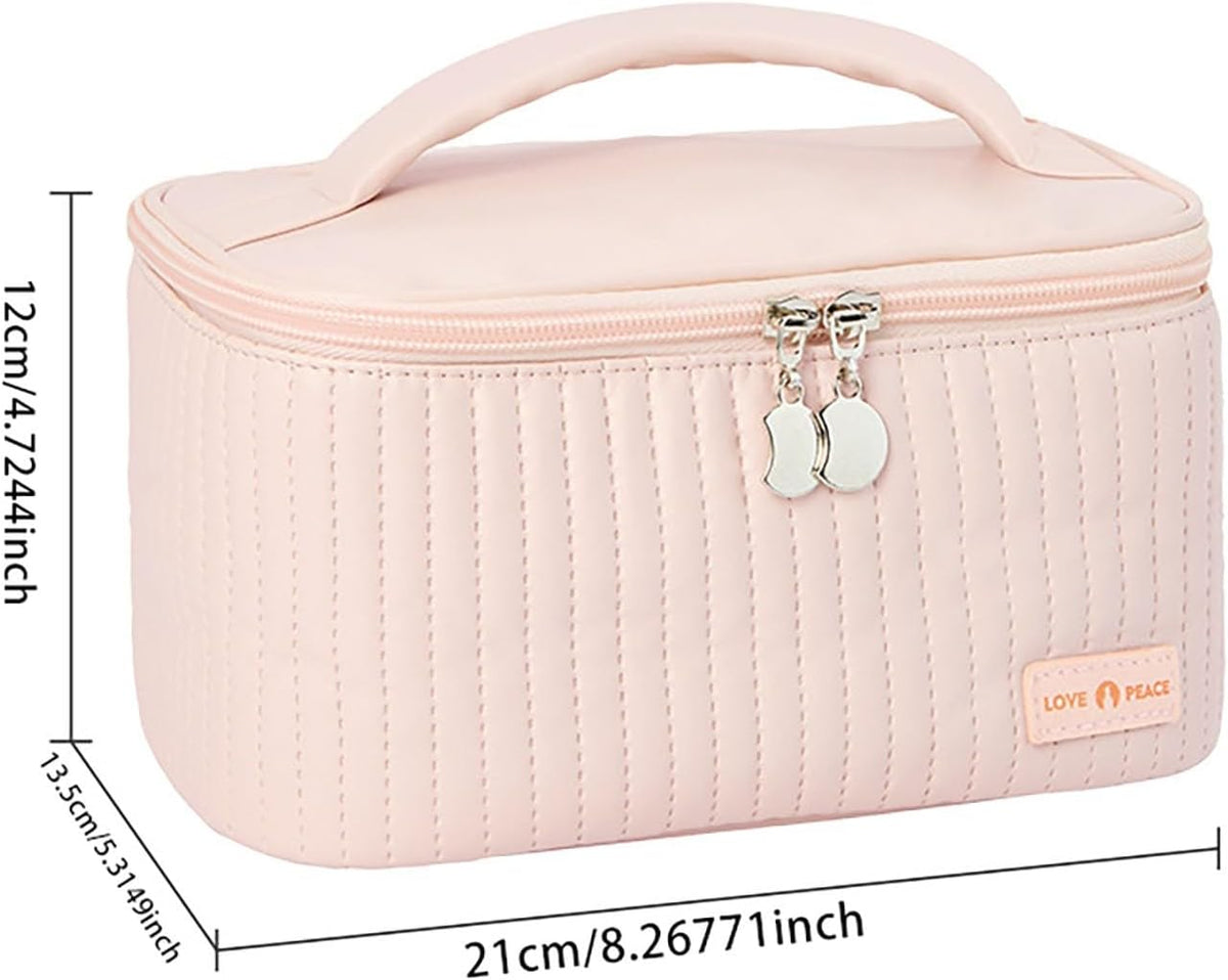 Ultimate Large Makeup Organizer - Waterproof PU Leather Travel Bag with Zipper - Perfect Gift for Women