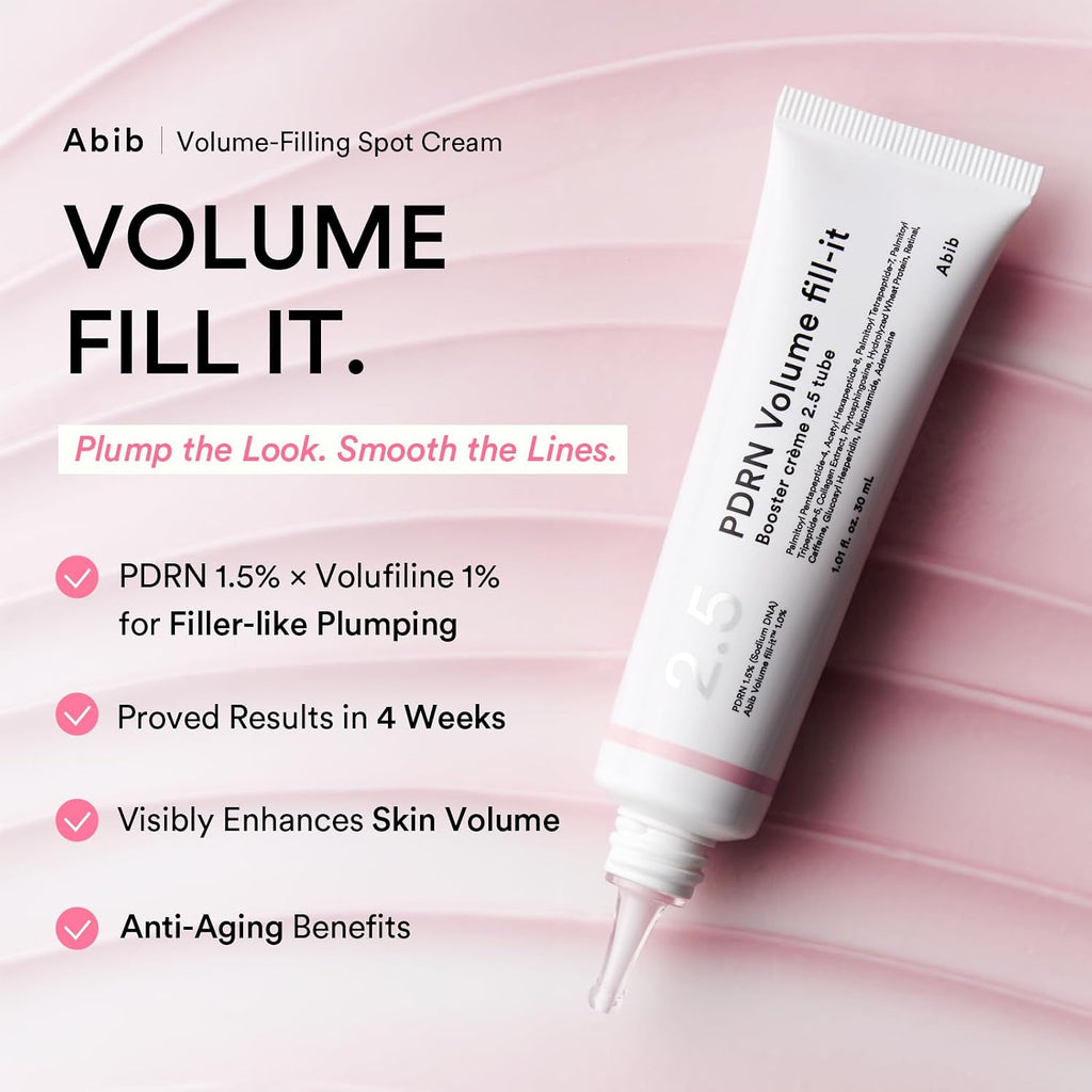 PDRN Volume Fill-It Booster Cream - Anti-Aging Facial Plumping with 15,000 Ppm Peptides & Retinal for Forehead, Smile Lines & Neck Wrinkles - 1.01 Fl Oz