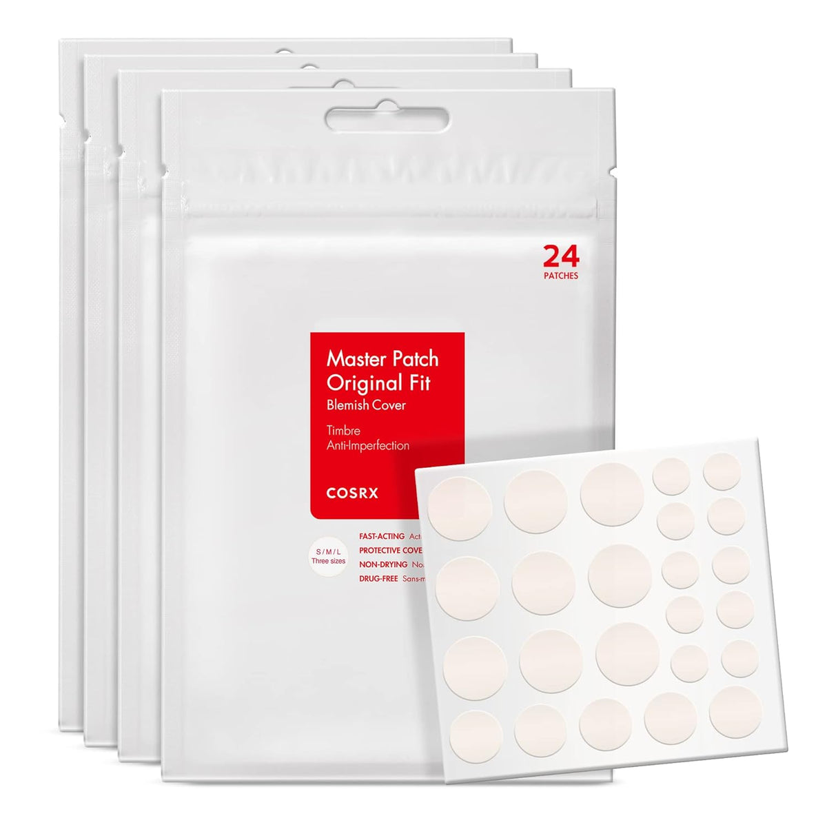Acne Pimple Patches Absorbing Hydrocolloid Spot, 3 Size (96 Count)