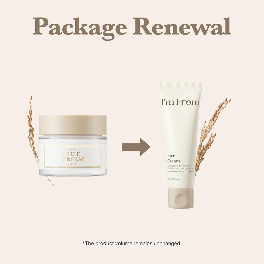 Revitalize Your Skin with I'M from Rice Cream - Hydrating Face Moisturizer with Rice Water & Ceramide for Dry and Combination Skin - 1.69 Fl. Oz of Korean Skincare Luxury