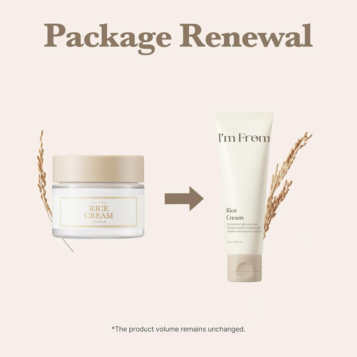 Revitalize Your Skin with I'M from Rice Cream - Hydrating Face Moisturizer with Rice Water & Ceramide for Dry and Combination Skin - 1.69 Fl. Oz of Korean Skincare Luxury