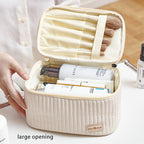Ultimate Large Makeup Organizer - Waterproof PU Leather Travel Bag with Zipper - Perfect Gift for Women
