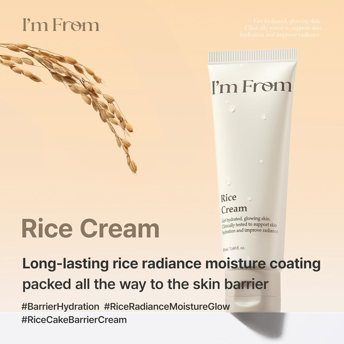 Revitalize Your Skin with I'M from Rice Cream - Hydrating Face Moisturizer with Rice Water & Ceramide for Dry and Combination Skin - 1.69 Fl. Oz of Korean Skincare Luxury